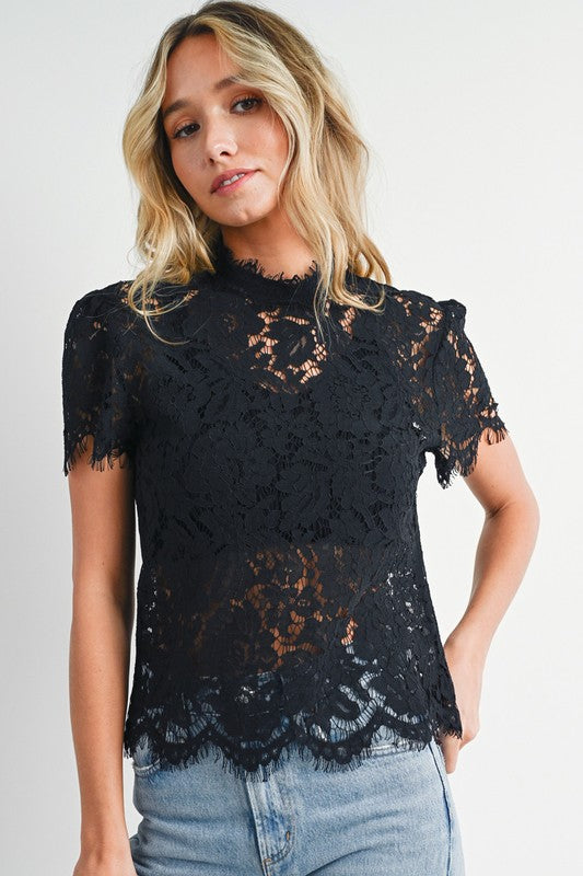 Lace Mock Neck Top